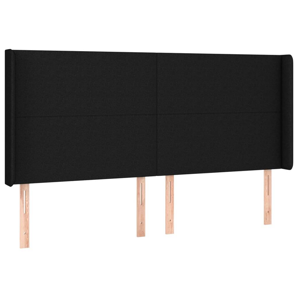 vidaXL LED Kopfteil Schwarz 203x16x118/128 cm Stoff