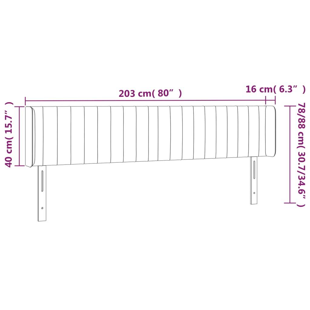 vidaXL LED Kopfteil Taupe 203x16x78/88 cm Stoff