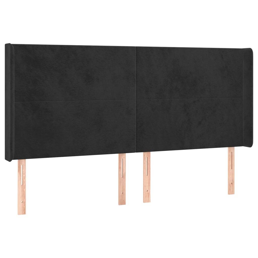 vidaXL LED Kopfteil Schwarz 183x16x118/128 cm Samt