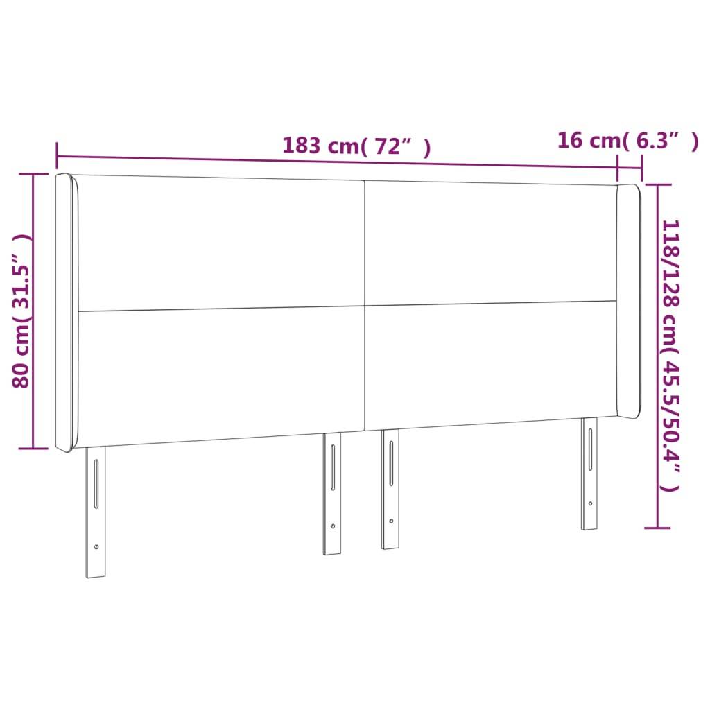 vidaXL LED Kopfteil Schwarz 183x16x118/128 cm Samt