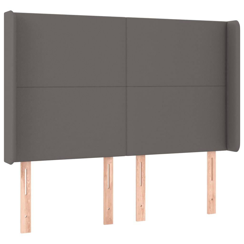 vidaXL LED Kopfteil Grau 147x16x118/128 cm Kunstleder