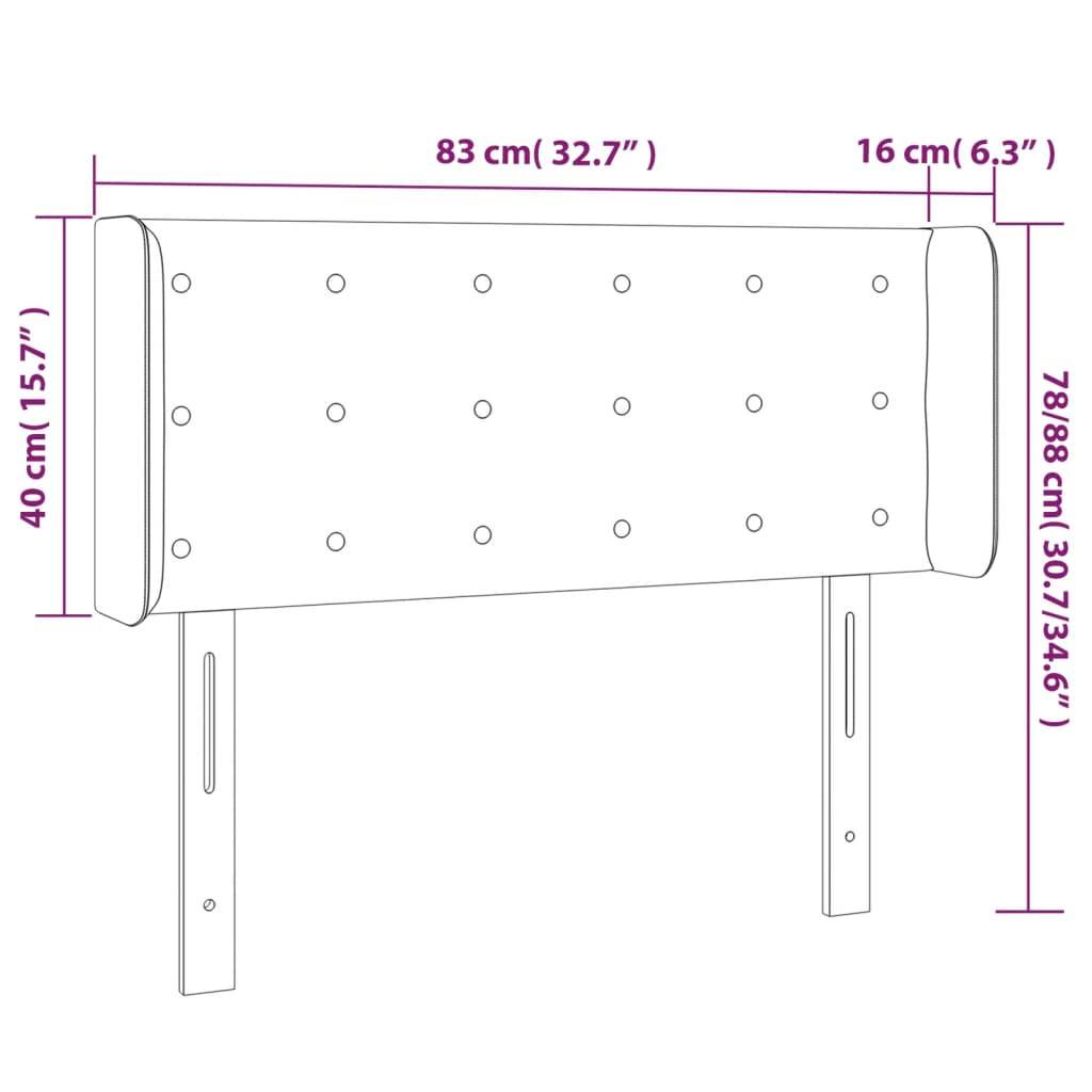 vidaXL LED Kopfteil Schwarz 83x16x78/88 cm Samt