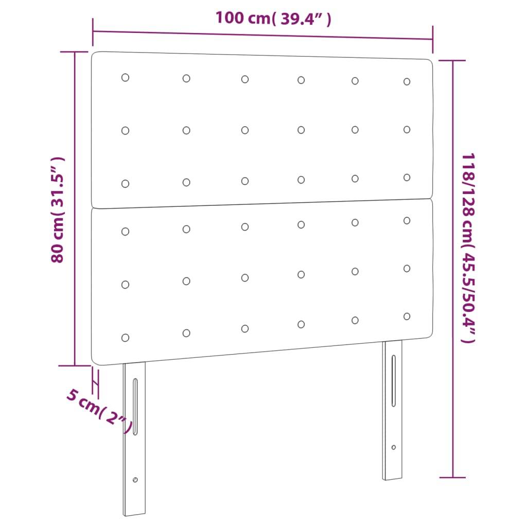 vidaXL LED Kopfteil Dunkelgrau 100x5x118/128 cm Samt