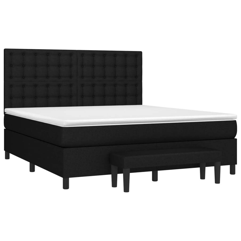 vidaXL Boxspringbett mit Matratze Schwarz 160x200 cm Stoff