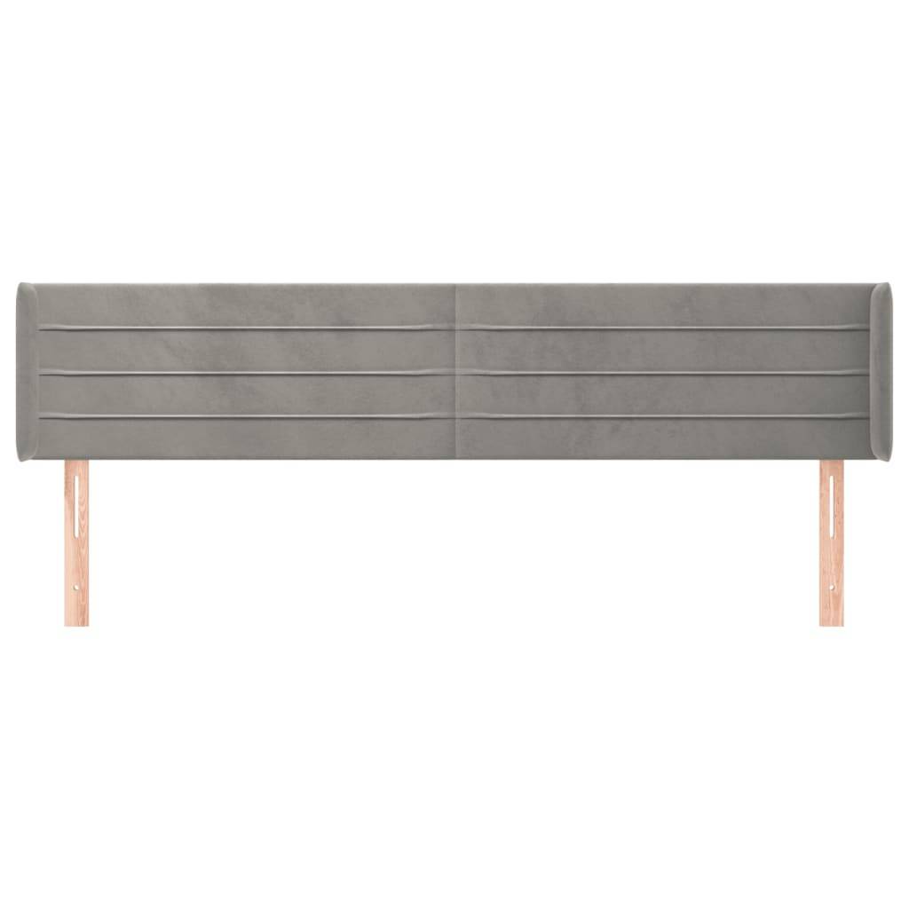 vidaXL Kopfteil mit Ohren Hellgrau 203x16x78/88 cm Samt