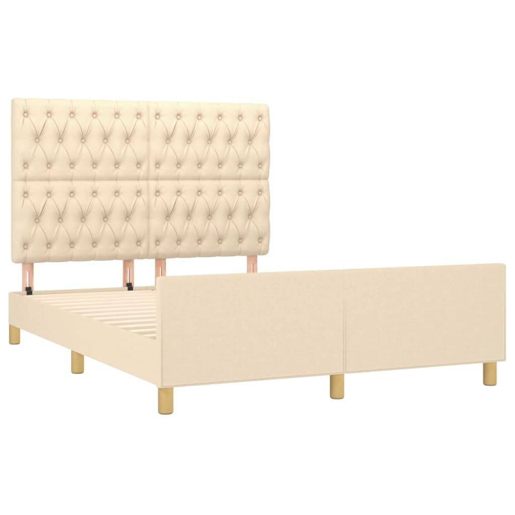 vidaXL Bettgestell ohne Matratze Creme 140x190 cm Stoff