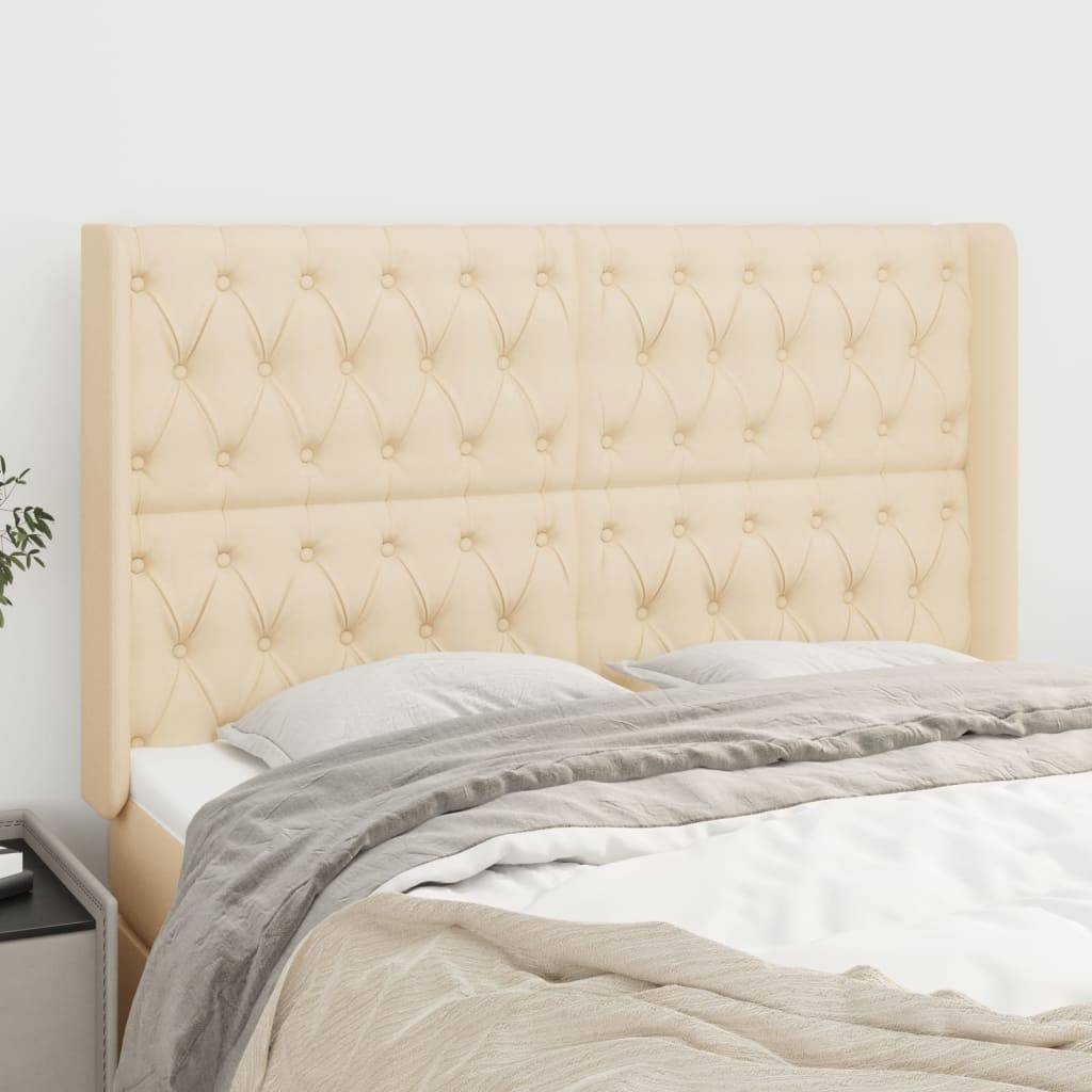 vidaXL Kopfteil mit Ohren Creme 163x16x118/128 cm Stoff