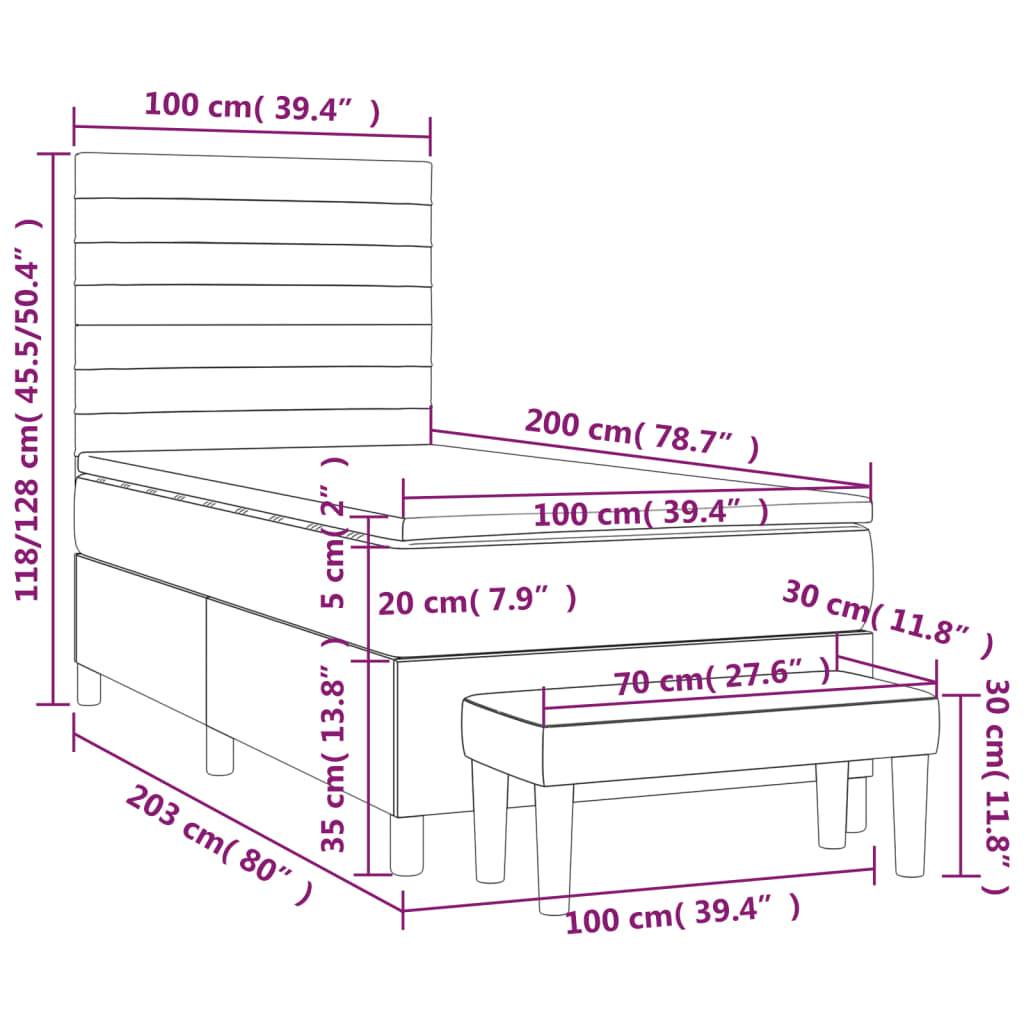 vidaXL Boxspringbett mit Matratze Dunkelgrün 100x200 cm Samt