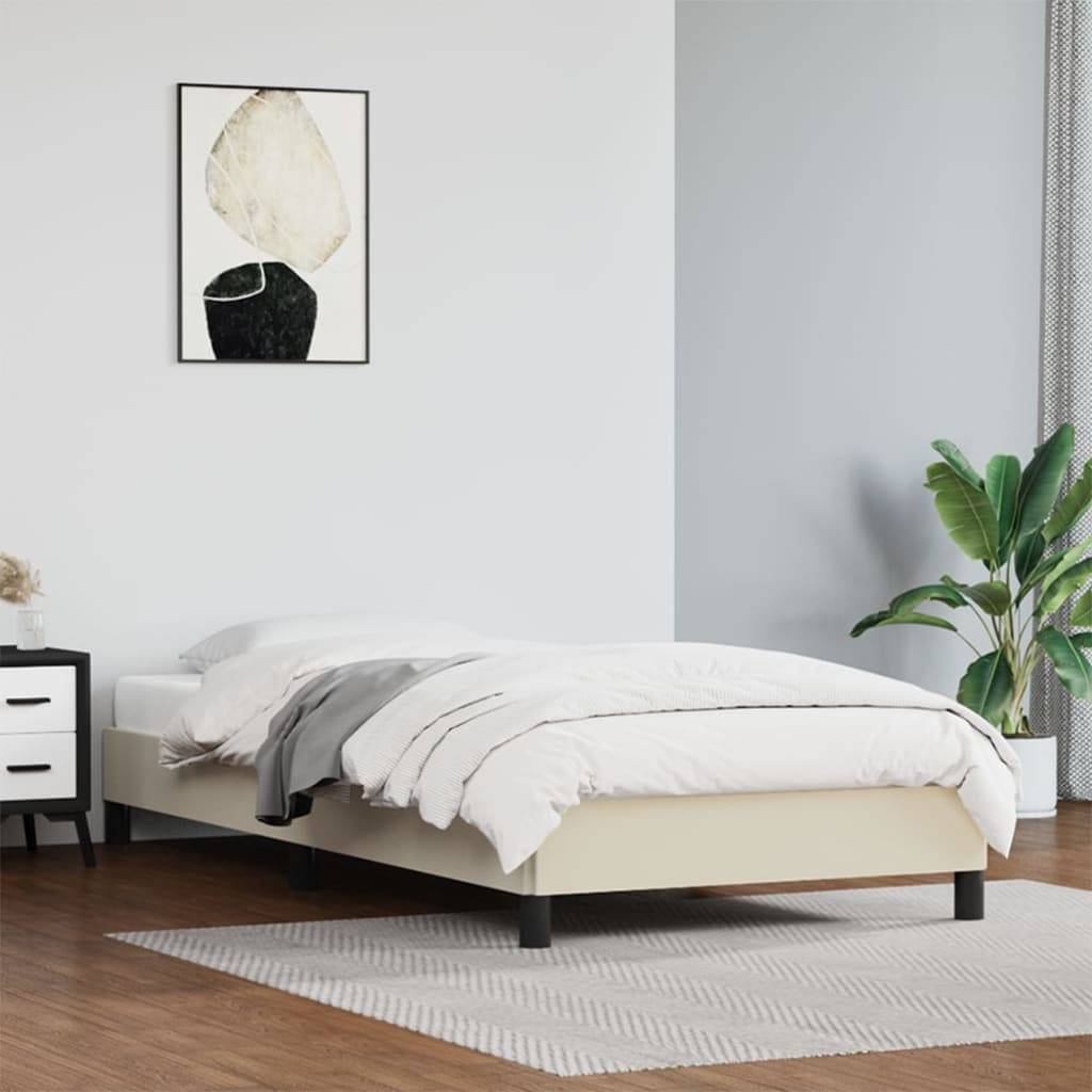 vidaXL Bettgestell Creme 100x200 cm Kunstleder