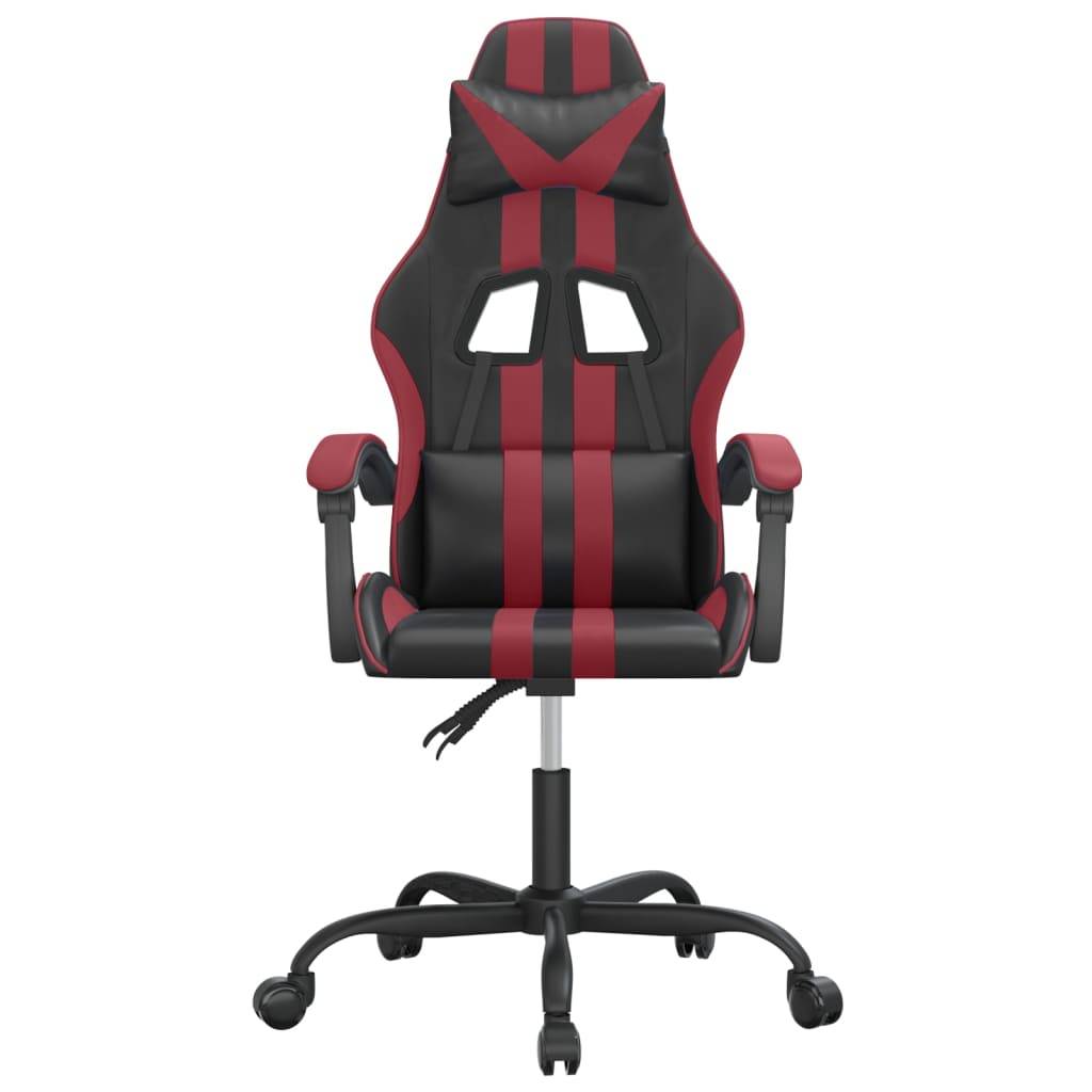 vidaXL Gaming-Stuhl Drehbar Schwarz und Weinrot Kunstleder