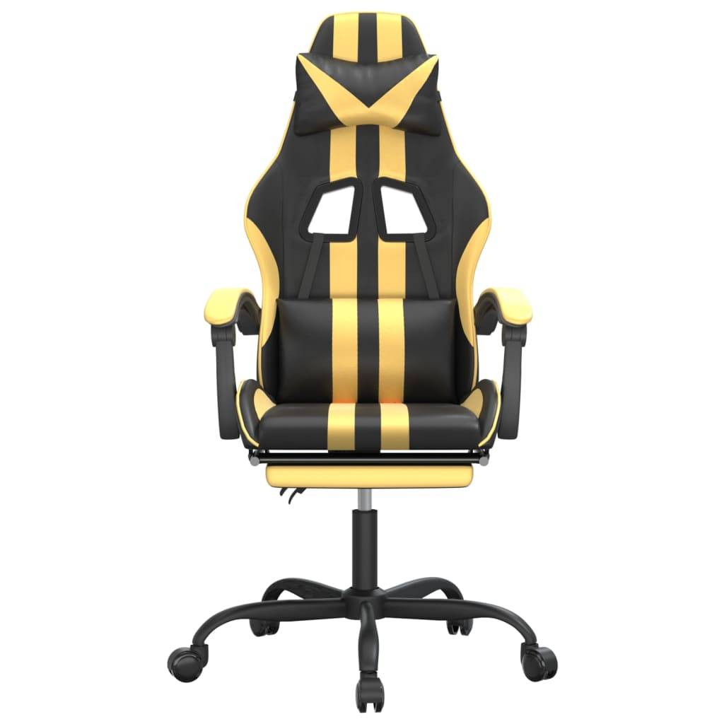 vidaXL Gaming-Stuhl mit Fußstütze Schwarz und Golden Kunstleder