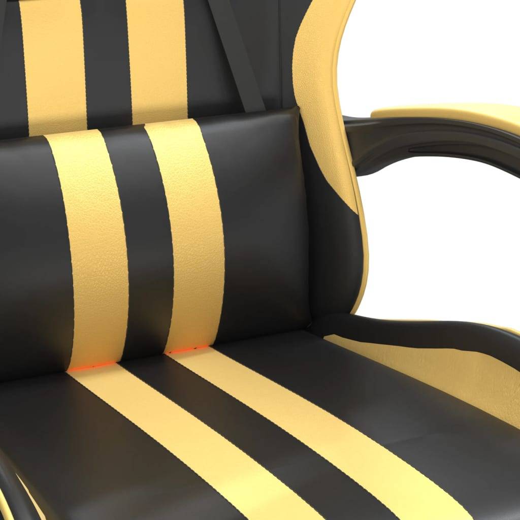 vidaXL Gaming-Stuhl mit Fußstütze Drehbar Schwarz & Golden Kunstleder