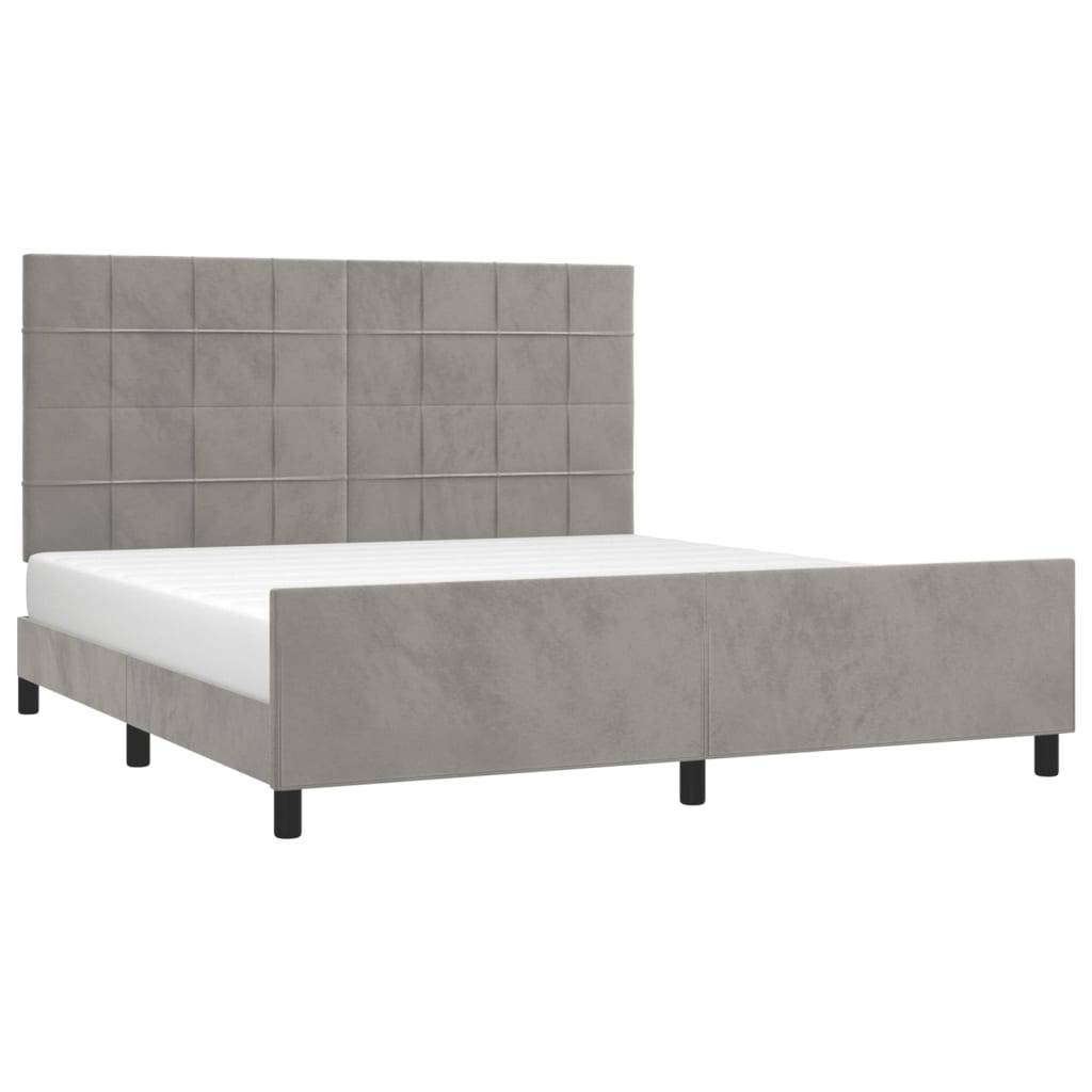 vidaXL Bettgestell mit Kopfteil Hellgrau 180x200 cm Samt