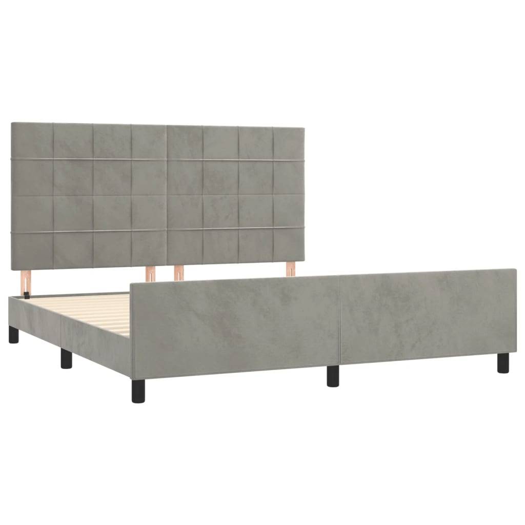 vidaXL Bettgestell mit Kopfteil Hellgrau 180x200 cm Samt