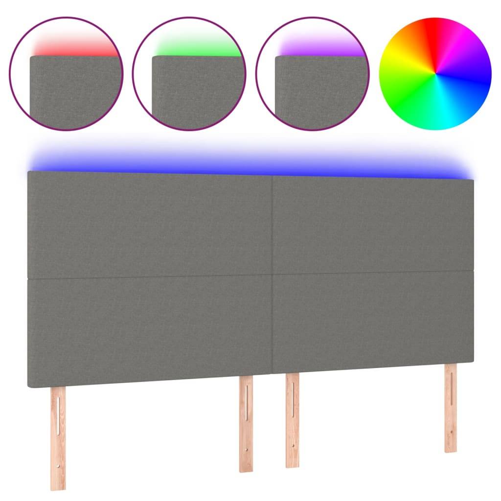 vidaXL LED Kopfteil Dunkelgrau 160x5x118/128 cm Stoff