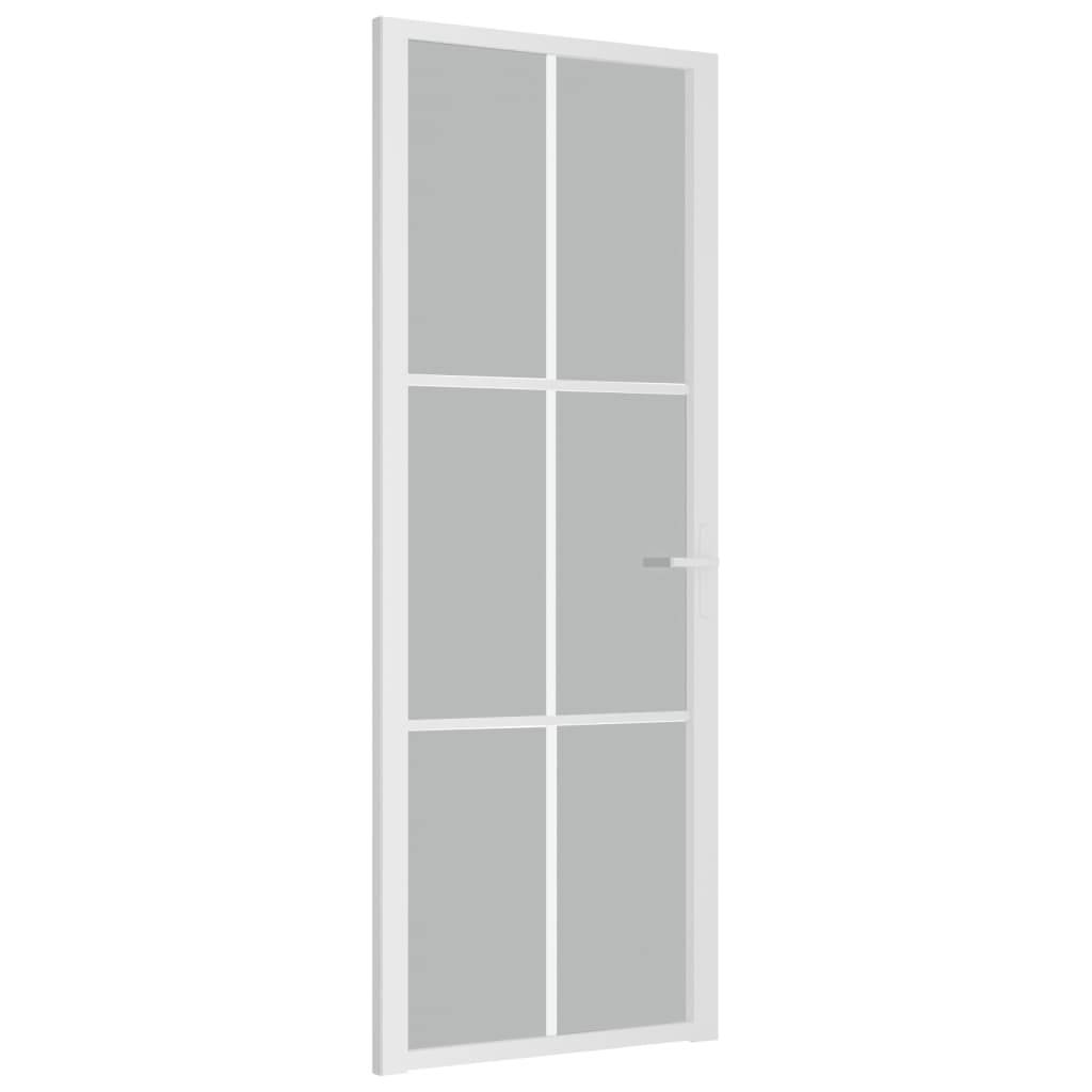 vidaXL Innentür 76x201,5 cm Weiß Mattglas und Aluminium