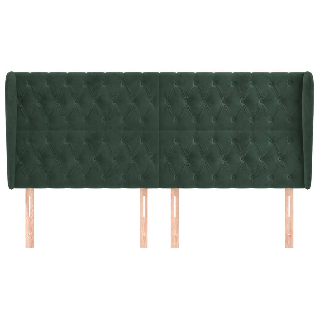 vidaXL Kopfteil mit Ohren Dunkelgrün 183x23x118/128 cm Samt