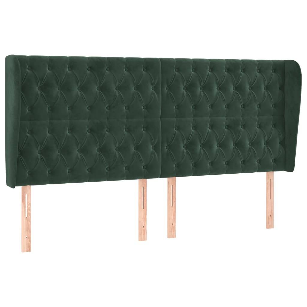 vidaXL Kopfteil mit Ohren Dunkelgrün 183x23x118/128 cm Samt
