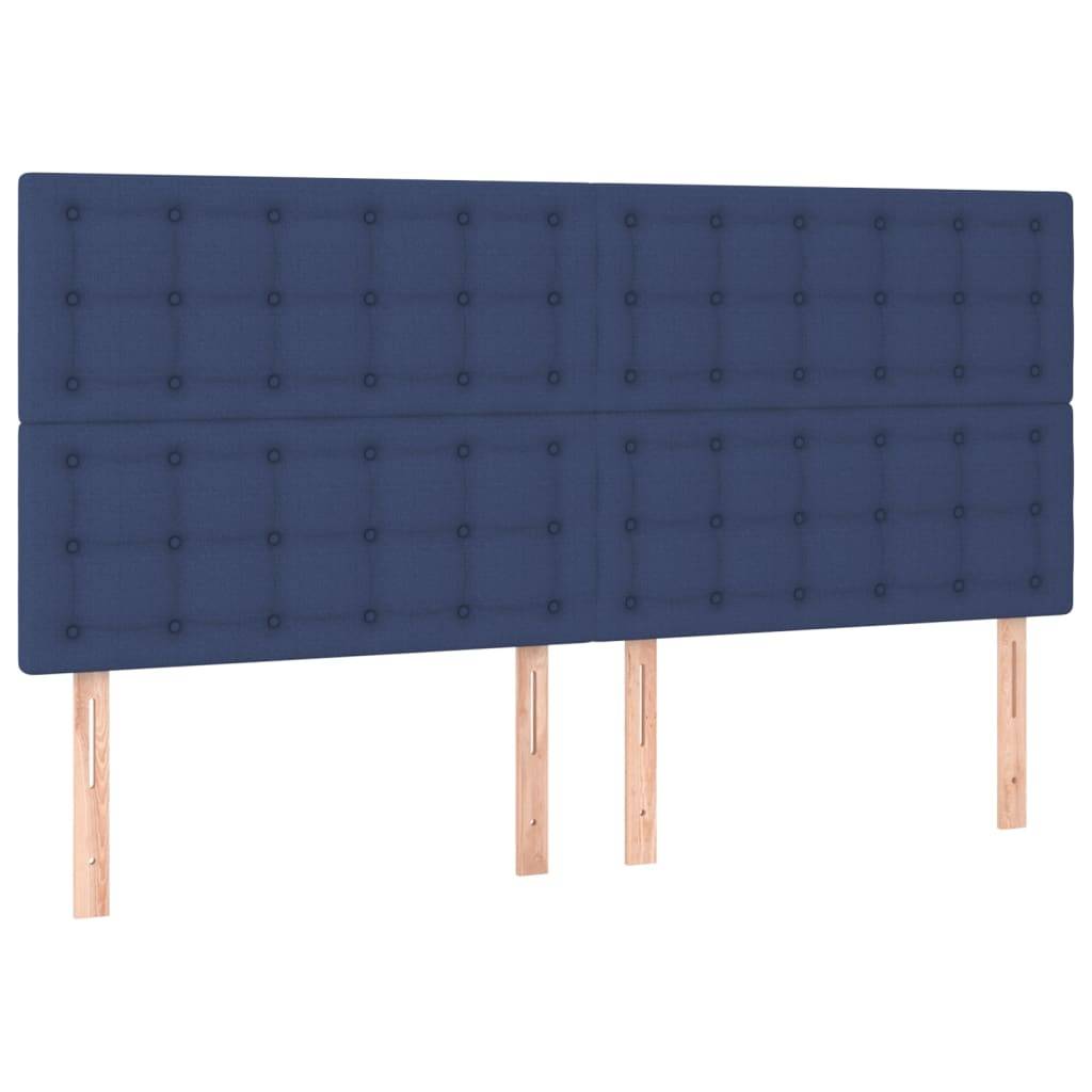 vidaXL LED Kopfteil Blau 180x5x118/128 cm Stoff