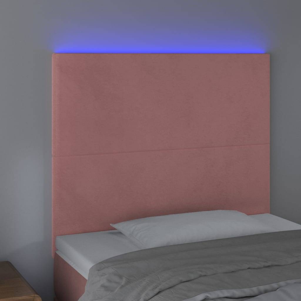 vidaXL LED Kopfteil Rosa 80x5x118/128 cm Samt