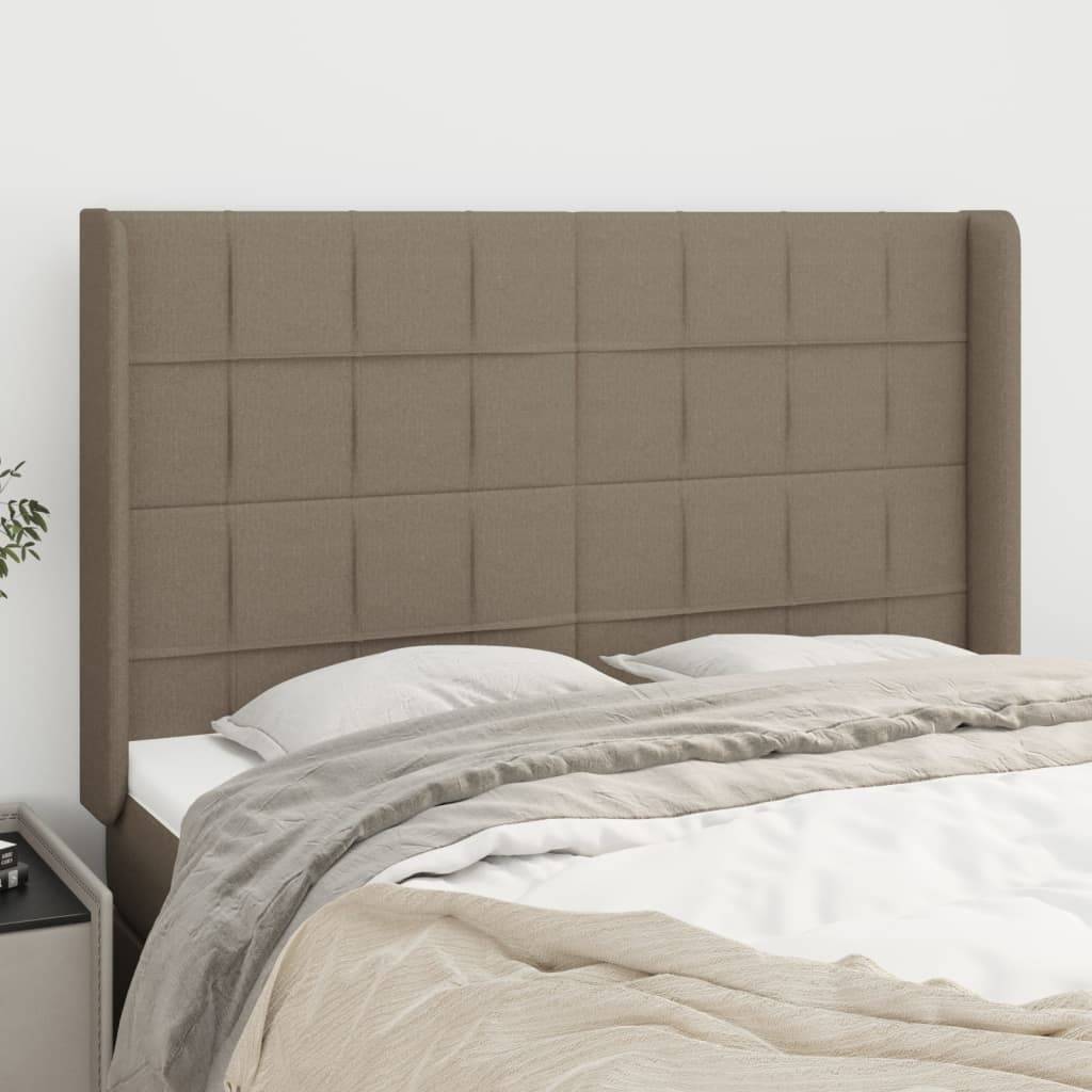 vidaXL Kopfteil mit Ohren Taupe 147x16x118/128 cm Stoff