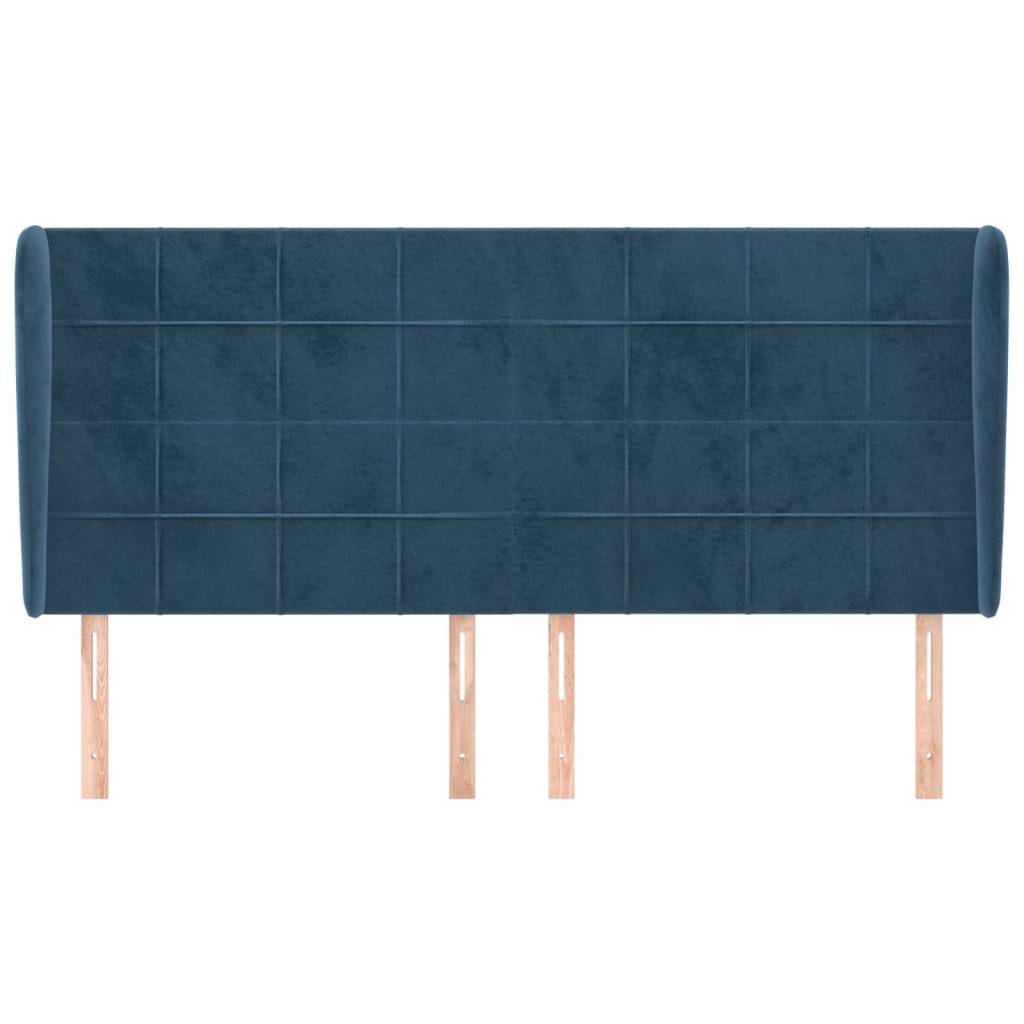 vidaXL Kopfteil mit Ohren Dunkelblau 203x23x118/128 cm Samt