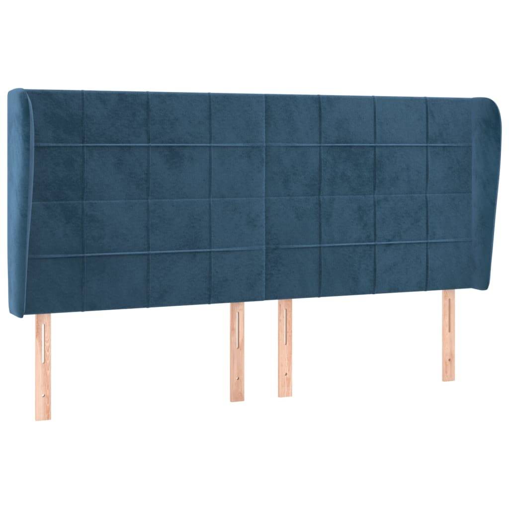vidaXL Kopfteil mit Ohren Dunkelblau 203x23x118/128 cm Samt