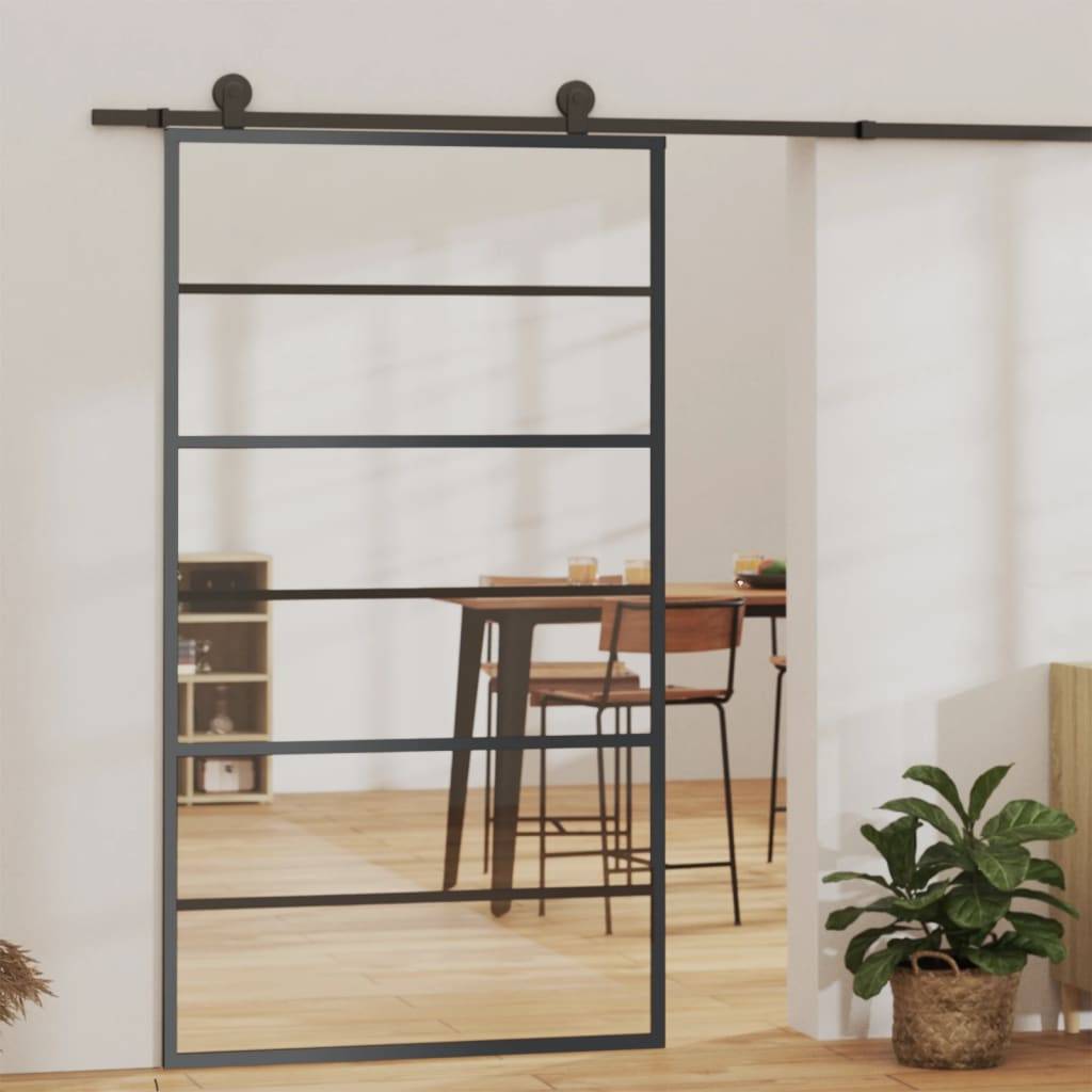 vidaXL Schiebetür mit Beschlag ESG-Glas & Aluminium 102x205 cm