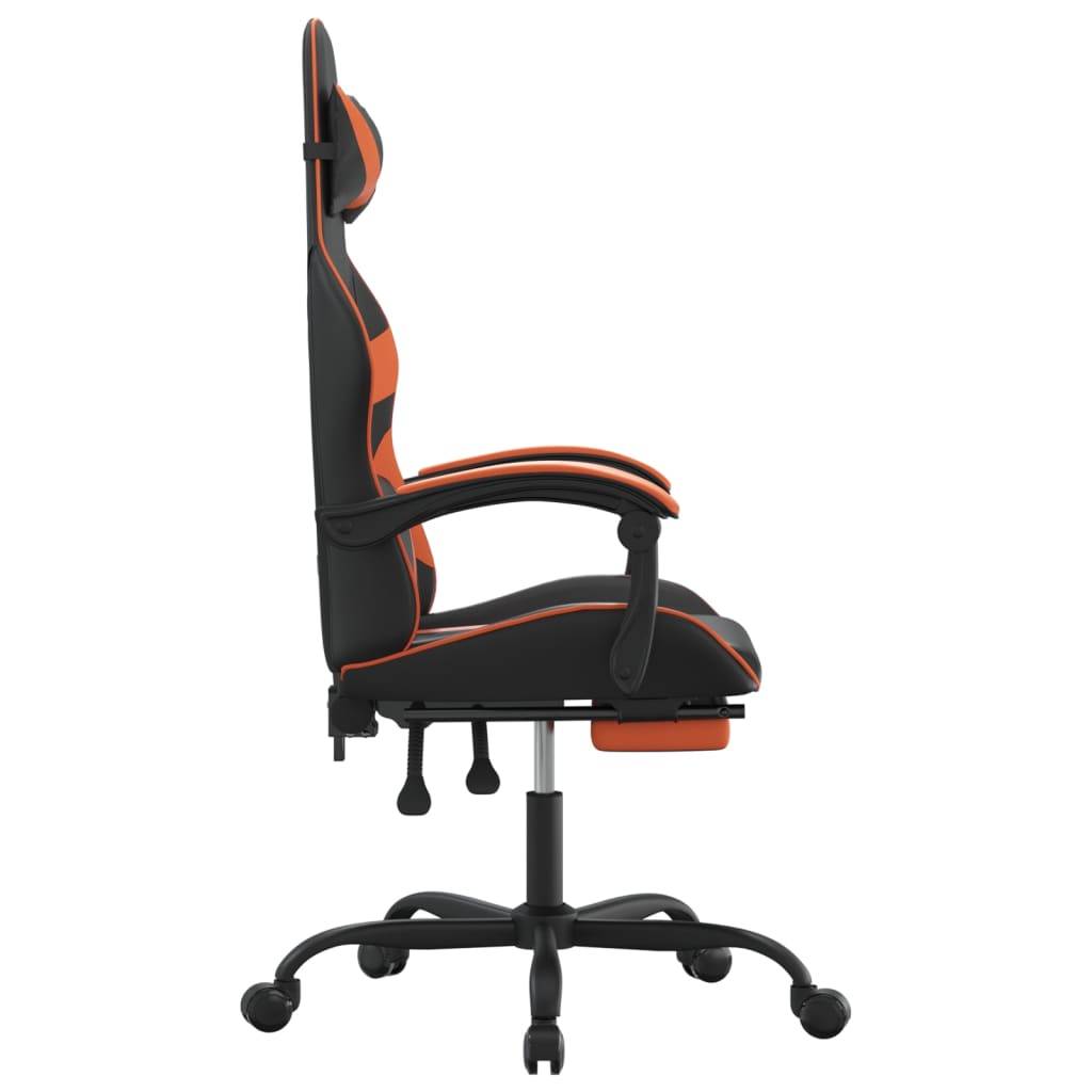 vidaXL Gaming-Stuhl mit Fußstütze Schwarz und Orange Kunstleder