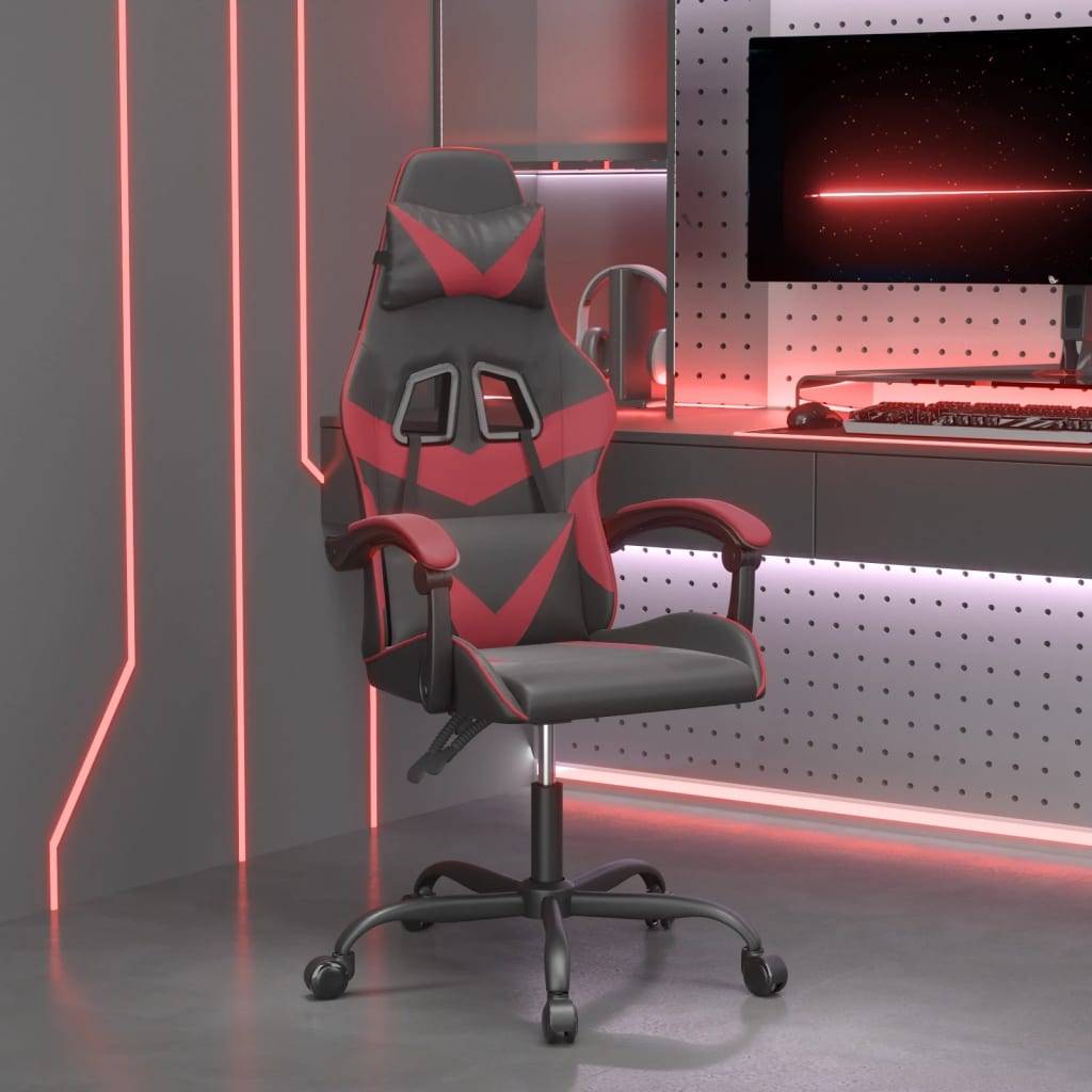 vidaXL Gaming-Stuhl Schwarz und Weinrot Kunstleder