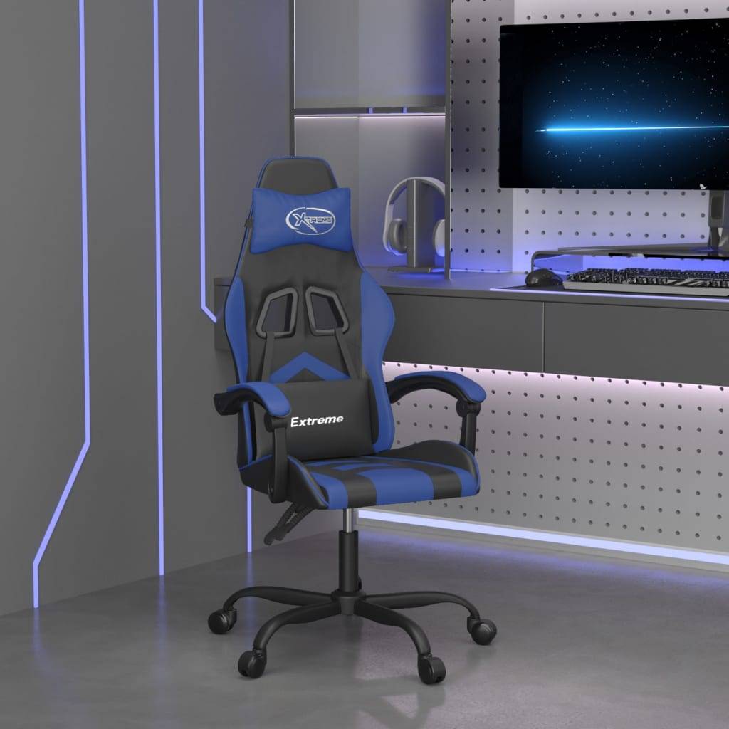 vidaXL Gaming-Stuhl Schwarz und Blau Kunstleder