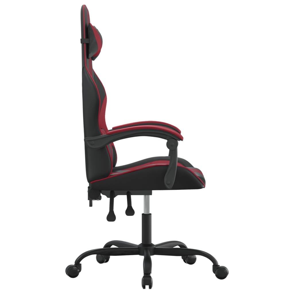 vidaXL Gaming-Stuhl Drehbar Schwarz und Weinrot Kunstleder