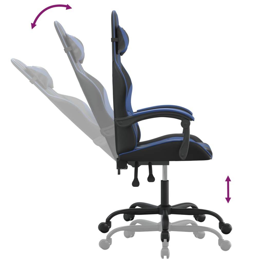 vidaXL Gaming-Stuhl Schwarz und Blau Kunstleder