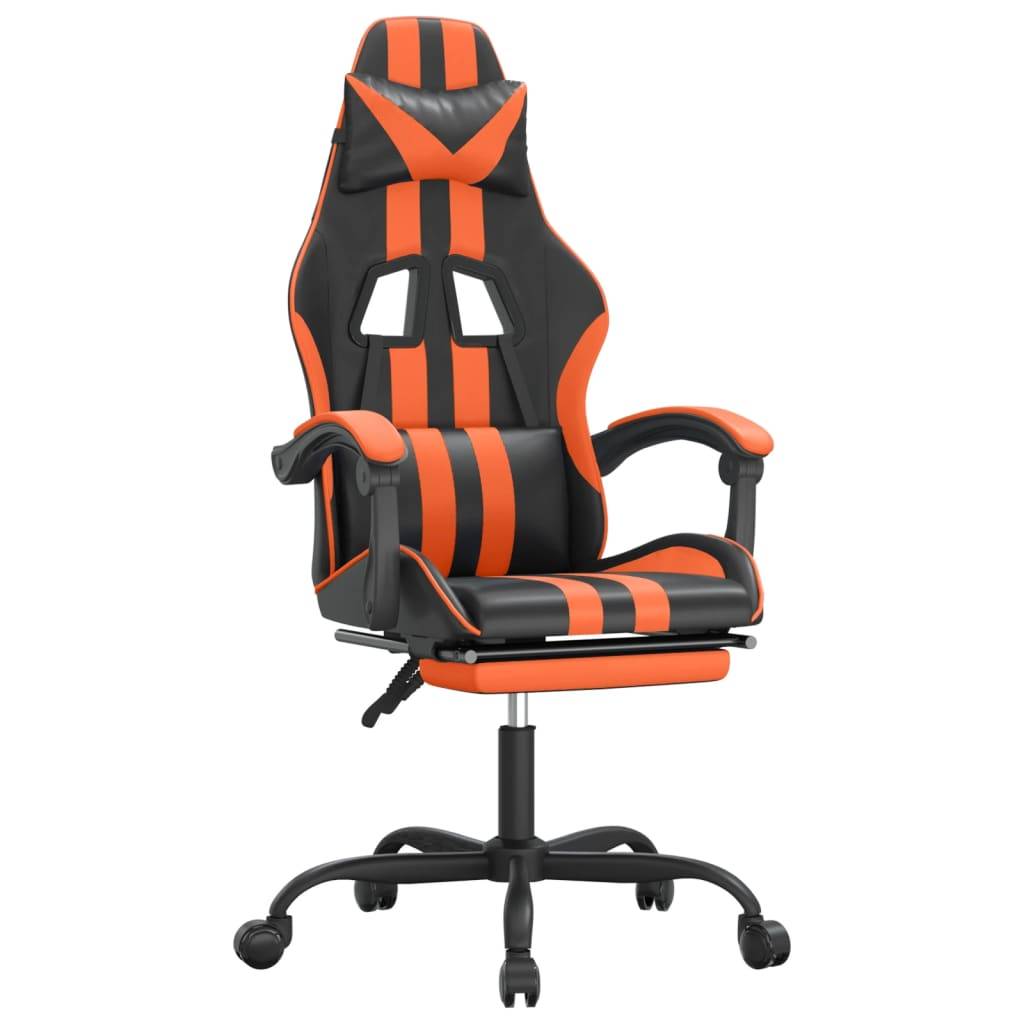 vidaXL Gaming-Stuhl mit Fußstütze Schwarz und Orange Kunstleder