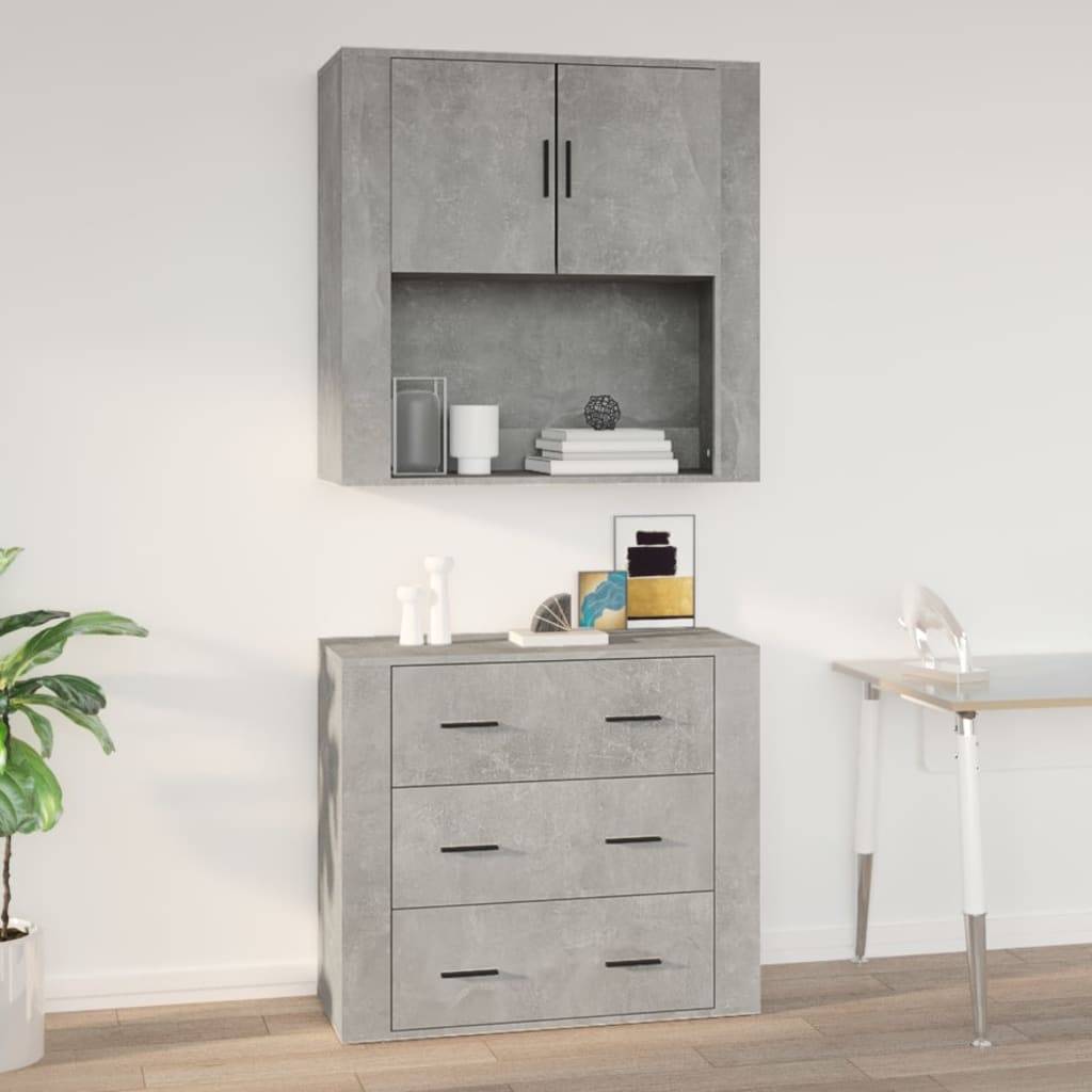 vidaXL Wandschrank Betongrau 80x33x80 cm Holzwerkstoff
