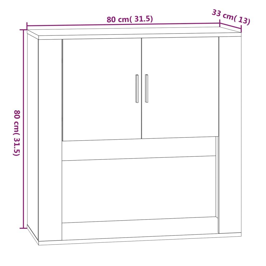 vidaXL Wandschrank Braun Eichen-Optik 80x33x80 cm Holzwerkstoff