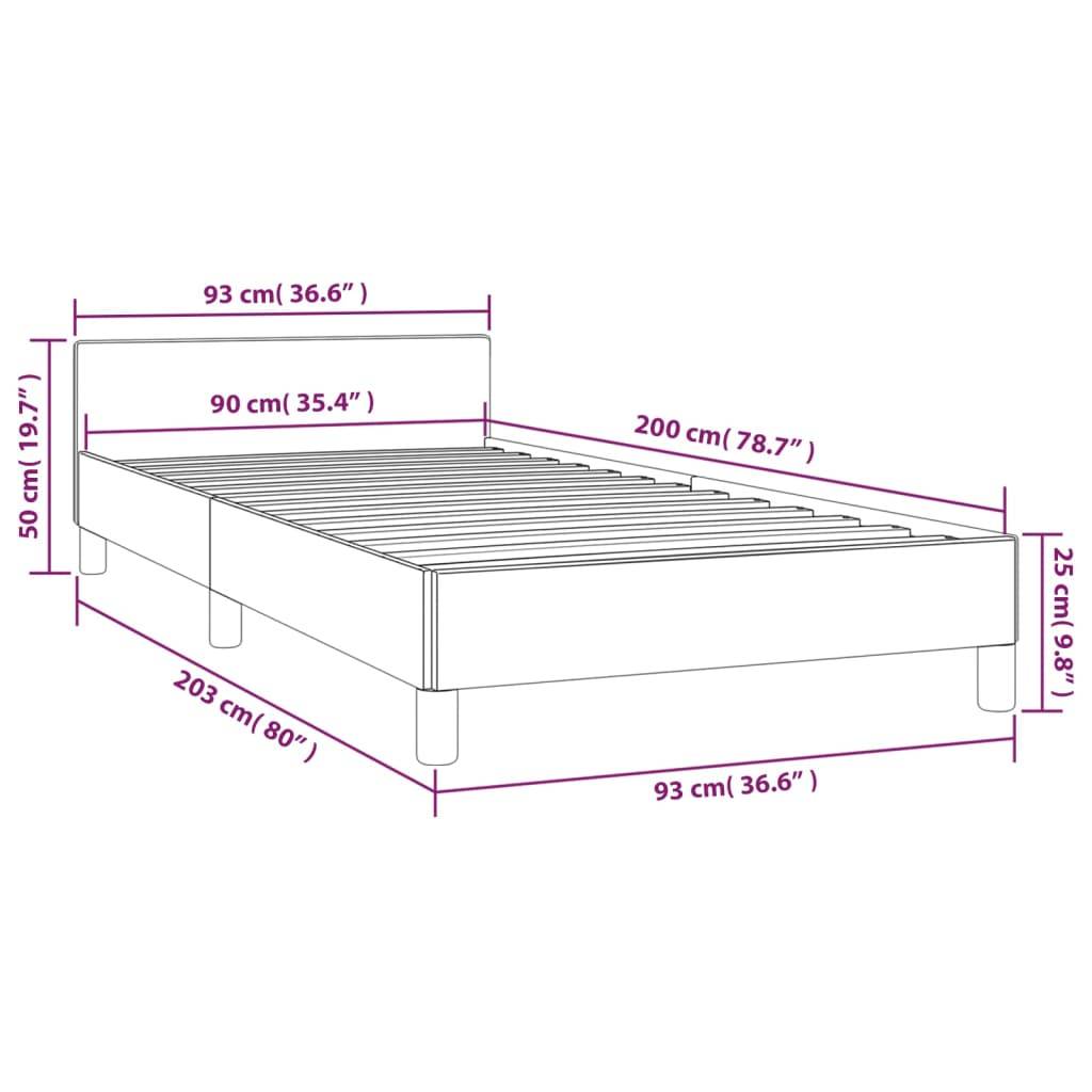 vidaXL Bettgestell mit Kopfteil ohne Matratze Schwarz 90x200 cm Stoff