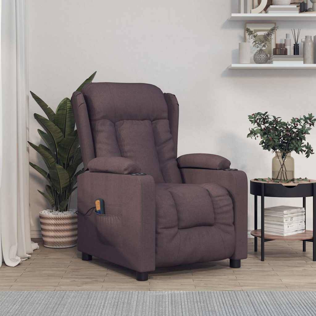 vidaXL Massagesessel Dunkelbraun Stoff