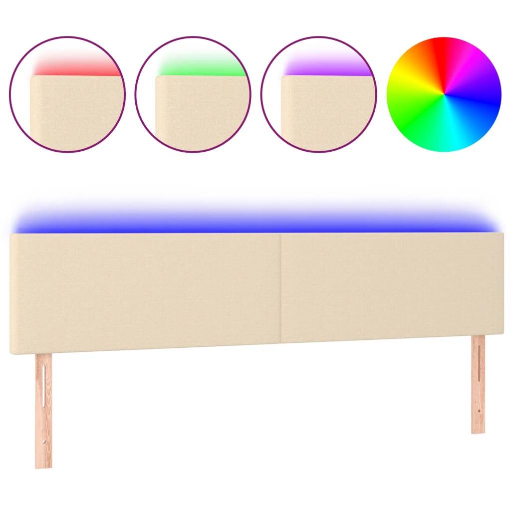 vidaXL LED Kopfteil Creme 160x5x78/88 cm Stoff