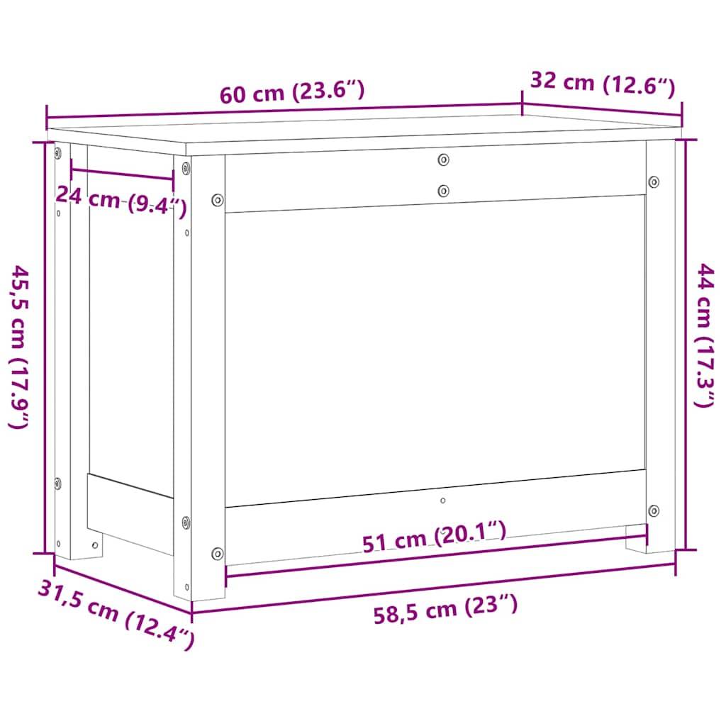 vidaXL Truhe Weiß 60x32x45,5 cm Massivholz Kiefer
