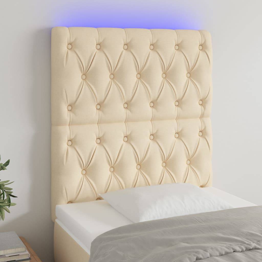 vidaXL LED Kopfteil Creme 80x7x118/128 cm Stoff