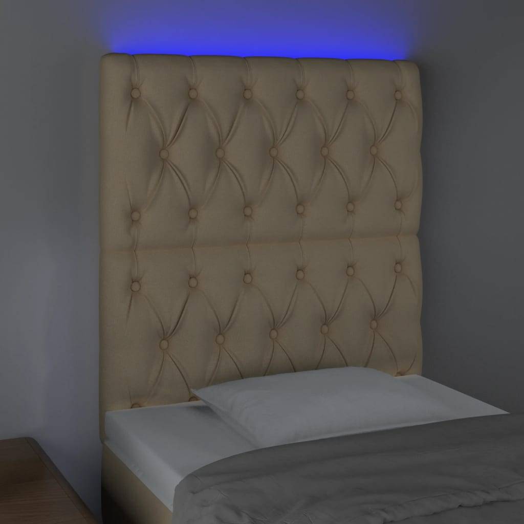 vidaXL LED Kopfteil Creme 80x7x118/128 cm Stoff