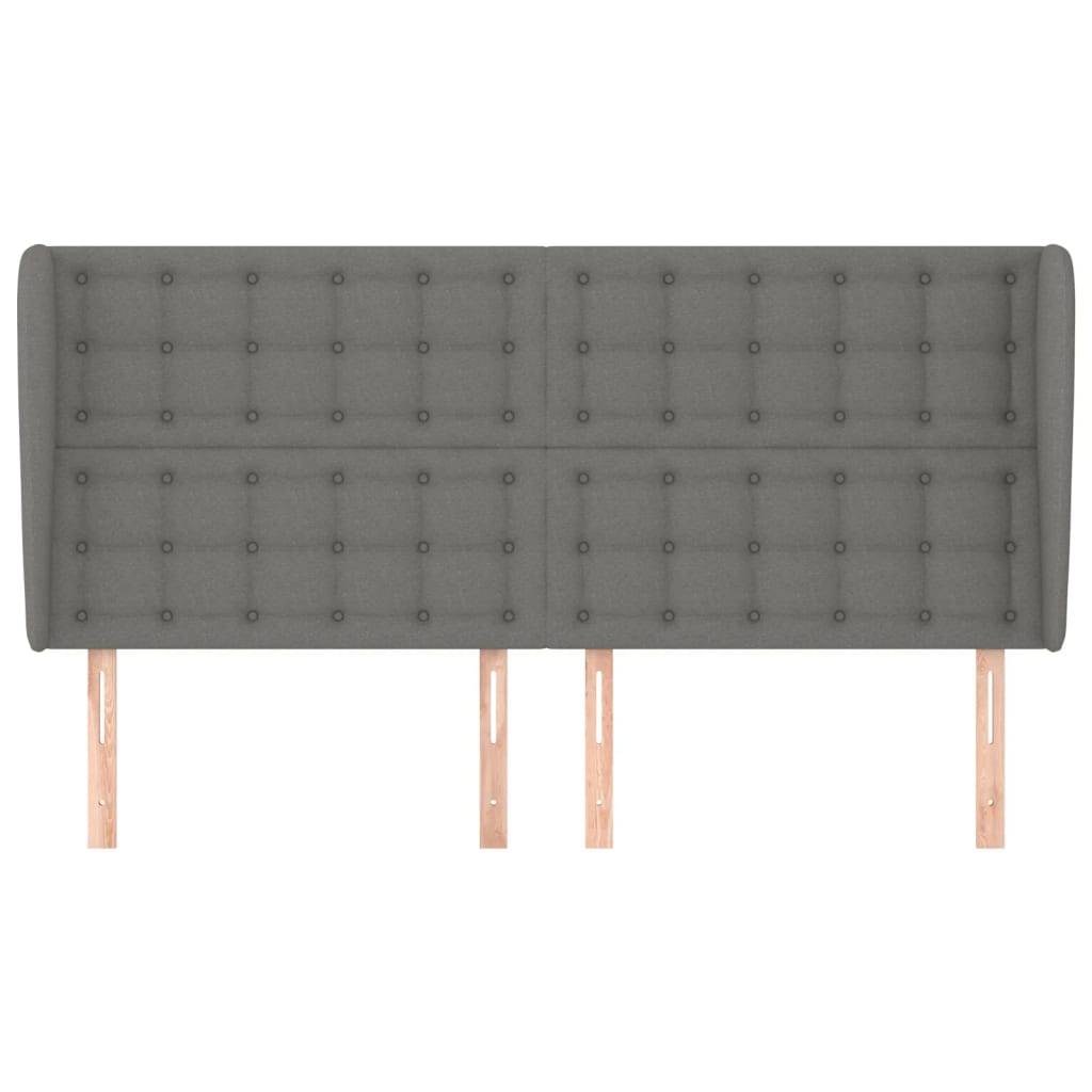 vidaXL Kopfteil mit Ohren Dunkelgrau 183x23x118/128 cm Stoff