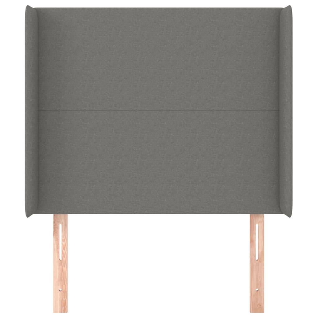 vidaXL Kopfteil mit Ohren Dunkelgrau 83x16x118/128 cm Stoff