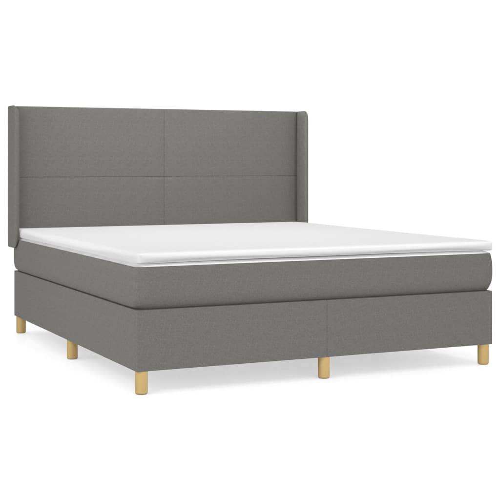 vidaXL Boxspringbett mit Matratze Dunkelgrau 180x200 cm Stoff