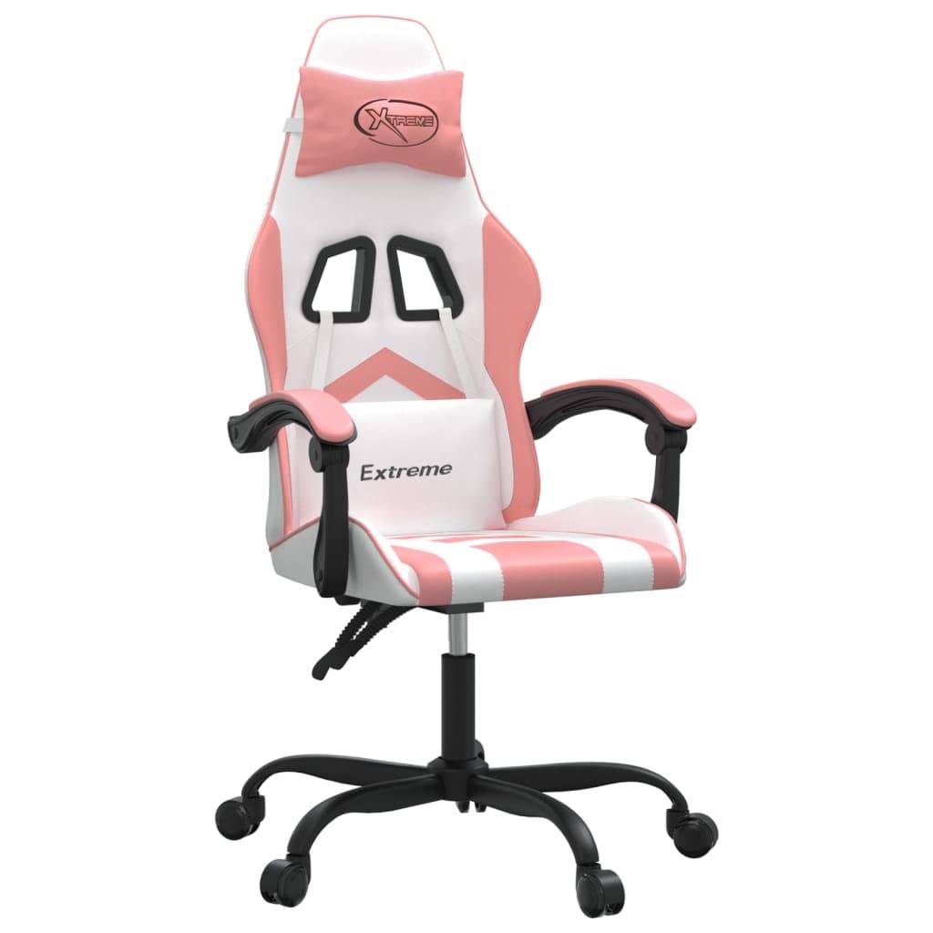 vidaXL Gaming-Stuhl Weiß und Rosa Kunstleder