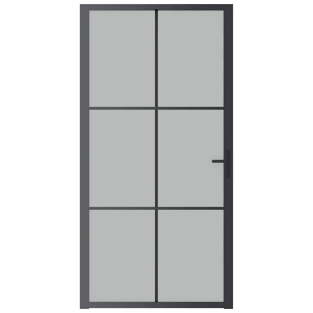 vidaXL Innentür 102,5x201,5 cm Schwarz Mattglas und Aluminium