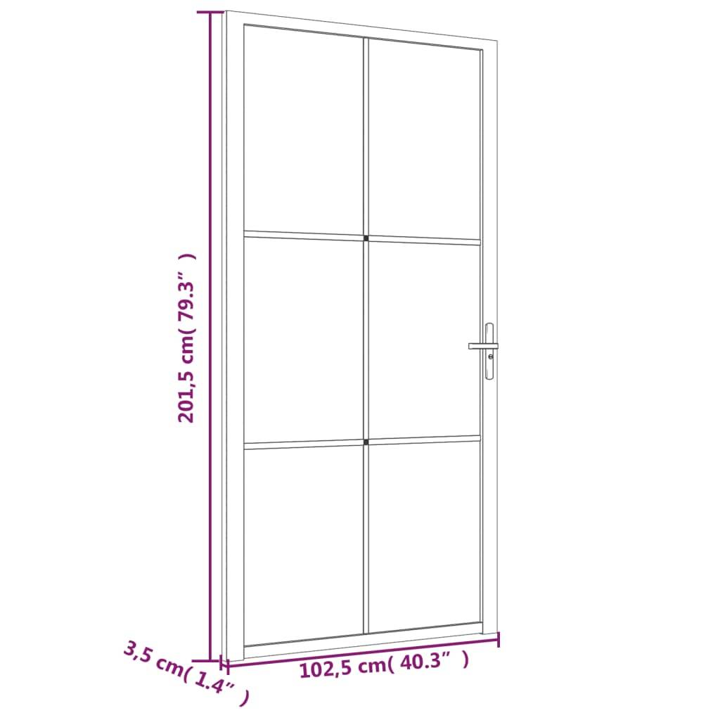 vidaXL Innentür 102,5x201,5 cm Schwarz Mattglas und Aluminium
