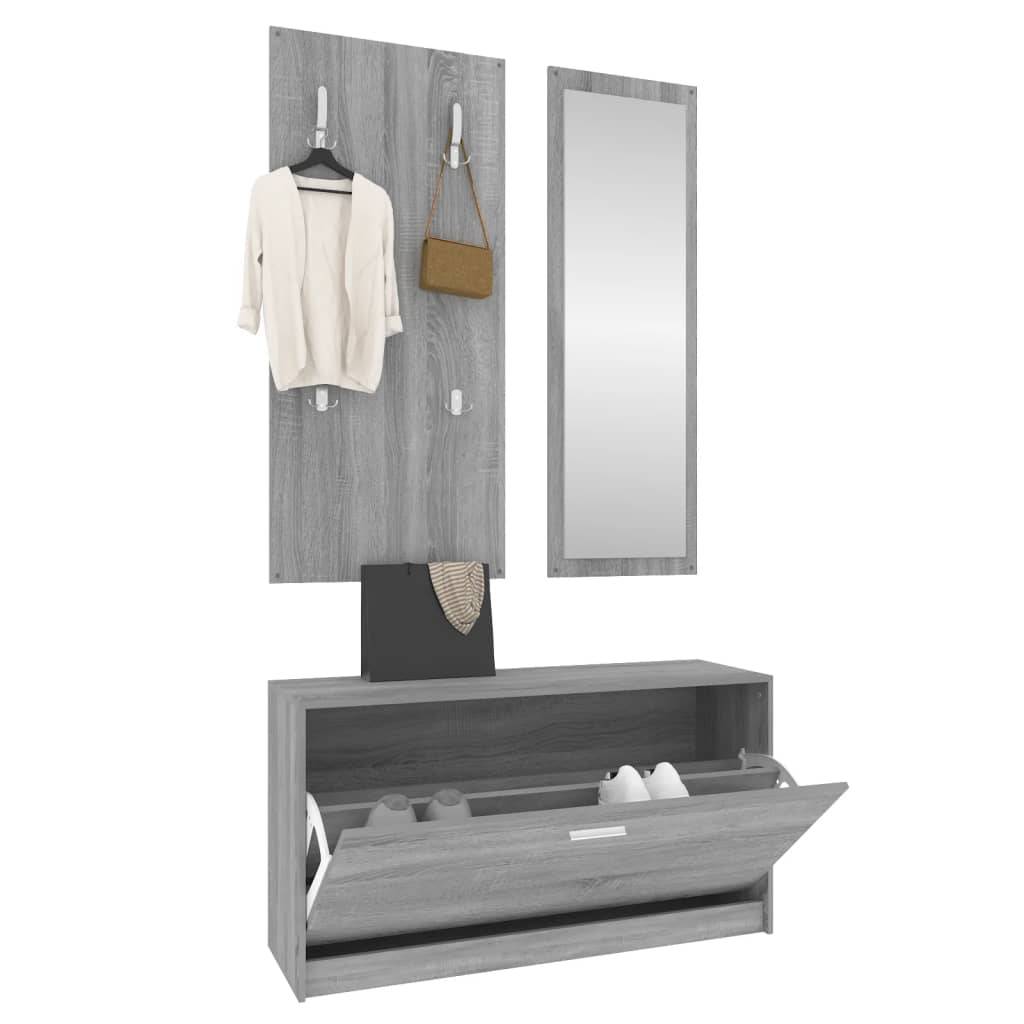 vidaXL 3-tlg. Flurmöbel-Set Grau Sonoma Holzwerkstoff