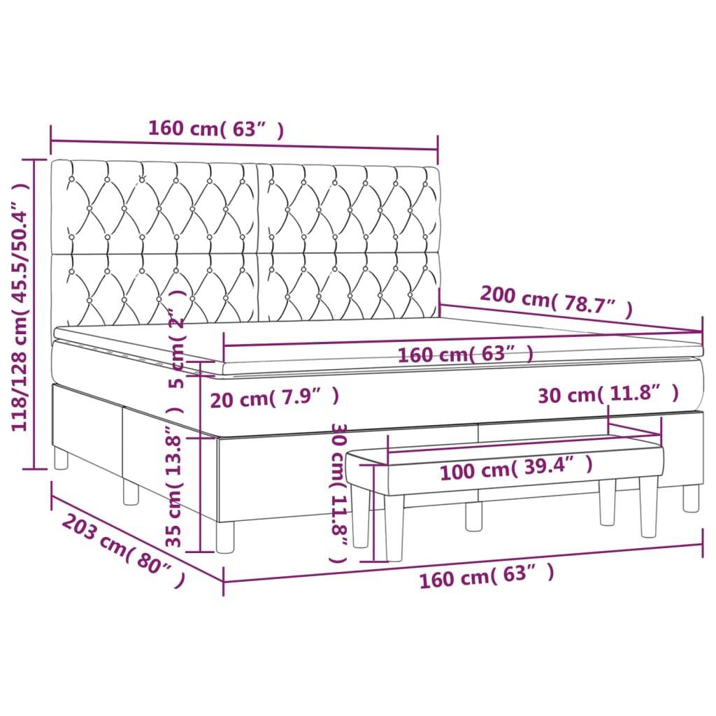 vidaXL Boxspringbett mit Matratze Blau 160x200 cm Stoff